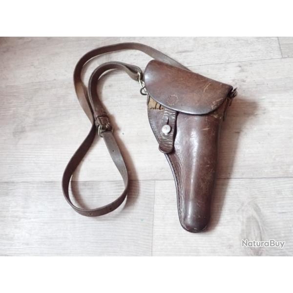 1916 Holster, �tui + bretelle pour revolver 1882 ou 1882/28. R�glementaire suisse.