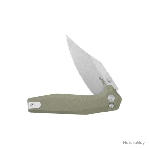 Couteau Kubey Hades Tan Lame Wharncliffe Acier 14C28N Manche G10 IKBS Button Lock Clip KUB394C