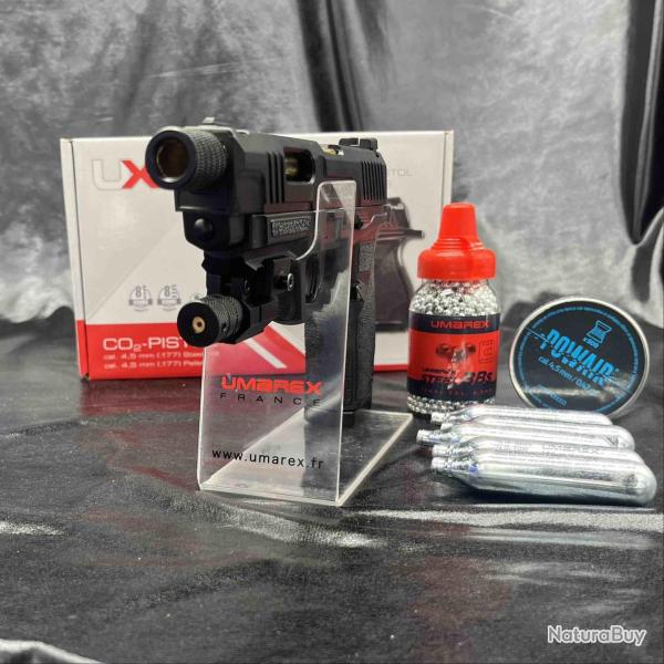 Pack laser pr�t � tirer PISTOLET "SA10" - CO2, CAL BB/4.5MM ET 4.5MM PLOMB - Umarex