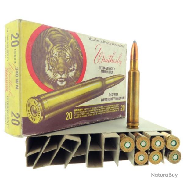 Boite de 8 Munitions 340 Weatherby Magnum 250gr Soft Point Weatherby