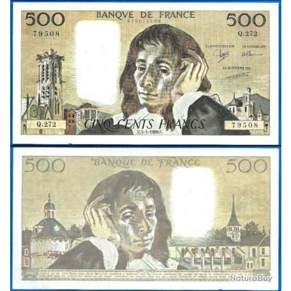France 500 Francs 1988 Pascal Grand Billet Franc