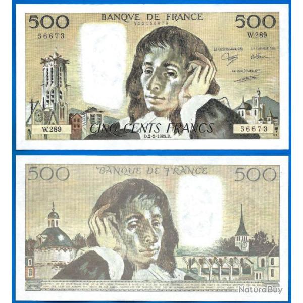 France 500 Francs 1989 Serie W Grand Billet Pascal Franc
