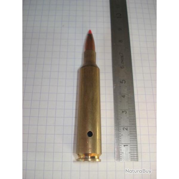 une cartouche de 7X66 SE Vom Hofe pour collection ogive tach�e, neutralis�e, perc�e, percut�e