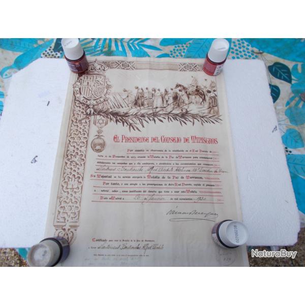 m�daille de LA PAZ avec son diplome,�tat comme neuf!!TRES RARE!