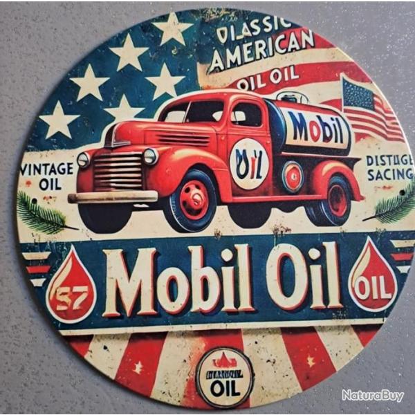 plaque decoration en alu panneau vintage CAMION MOBIL OIL
