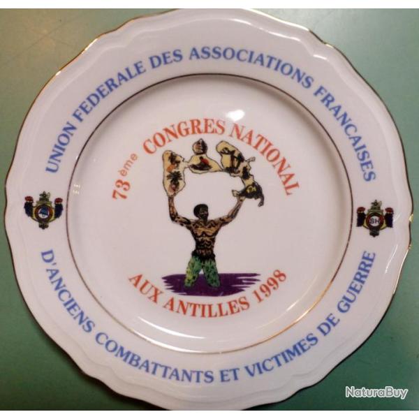 UFAF Anciens Combattants & Victimes GUERRE Assiette Comm�morative Porcelaine LIMOGES Antilles