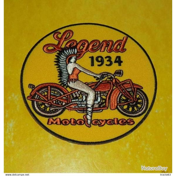 TISSU PATCH :  LEGEND 1934 MOTO CYCLES , DIAMETRE 9CM , BON ETAT VOIR PHOTOS . POUR TOUT RENSEIGN