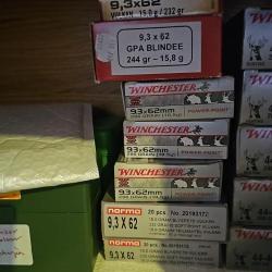 46 Munitions winchester 9,3x62 power Point 18,5g 286 grains