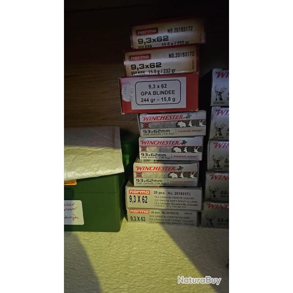 46 Munitions winchester 9,3x62 power Point 18,5g 286 grains