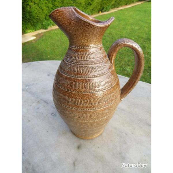 Ancien grand Pichet/Cruche en gr�s verniss� du Berry - Hauteur 26 Cm Env - FRANCE (Vers 1950)