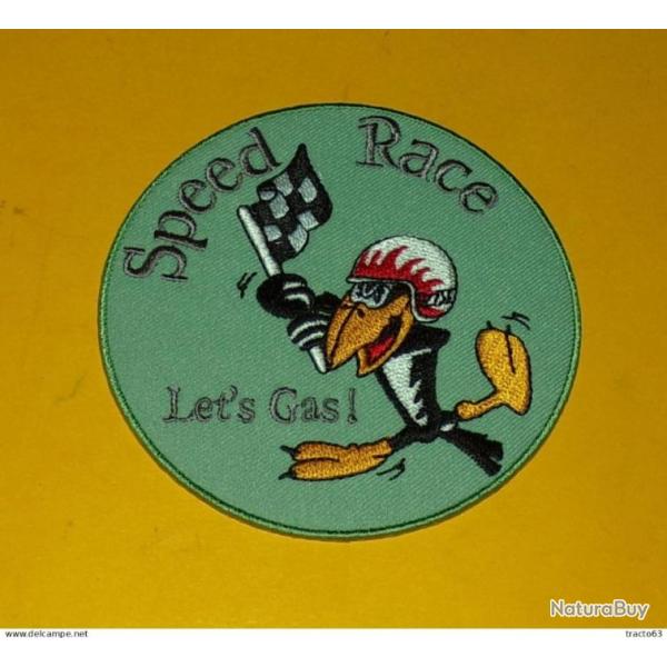 TISSU PATCH : SPEED RACE , LET'S GAS ! , DIAMETRE9CM , BON ETAT VOIR PHOTO . POUR TOUT RENSEIGNE