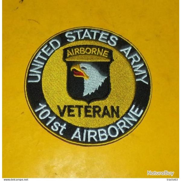 TISSU PATCH :� UNITED STATES ARMY , 101 st AIRBORNE , VETERAN  , DIAMETRE 9�CM , BON ETAT VOIR PHOTO