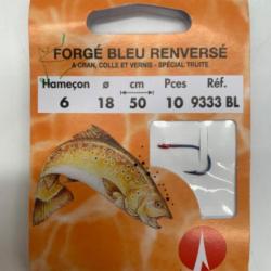 Hame&ccedil;ons mont&eacute;s VMC sp&eacute;cial truite forg&eacute; bleu renvers&eacute; n6 0,18mm