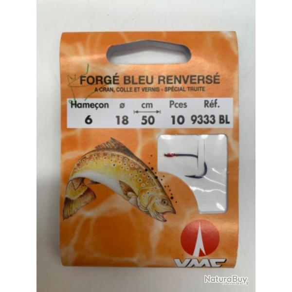 Hame�ons mont�s VMC sp�cial truite forg� bleu renvers� n6 0,18mm