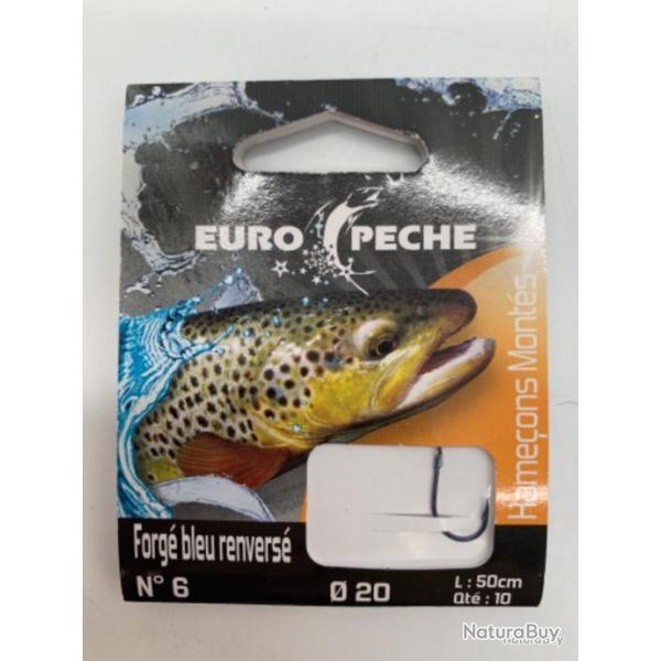 Hame�ons mont�s Europ�che truite forg� bleu renvers� n6 0,20mm