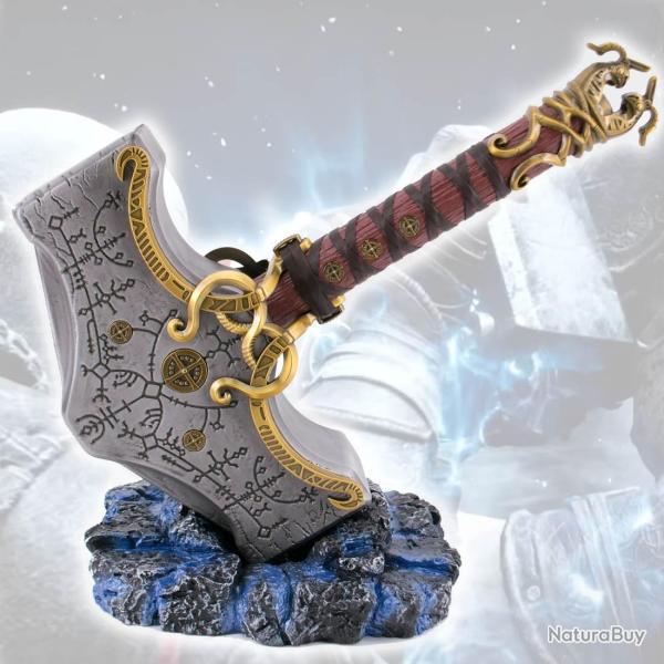 Marteau de Thor en Acier de God Of War Ragnarok + Socle