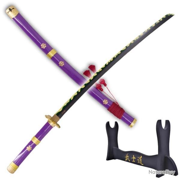 Pack Katana Manga Bois One Piece Enma Roronoa Zoro + Support Katana
