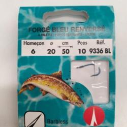 Hame&ccedil;ons mont&eacute;s VMC sp&eacute;cial truite n6 0,20mm sans ardillon