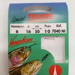 Hame&ccedil;ons mont&eacute;s VMC sp&eacute;cial truite app&acirc;ts naturels n6 0,16mm