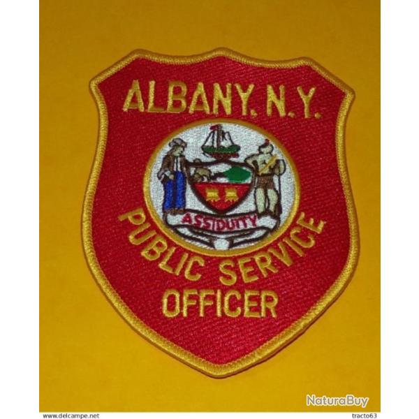 TISSU PATCH :�ALBANY , N.Y.  PUBLIC SERVICE OFFICER , DIAMETRE 10�CM , BON ETAT VOIR PHOTOS . POUR T