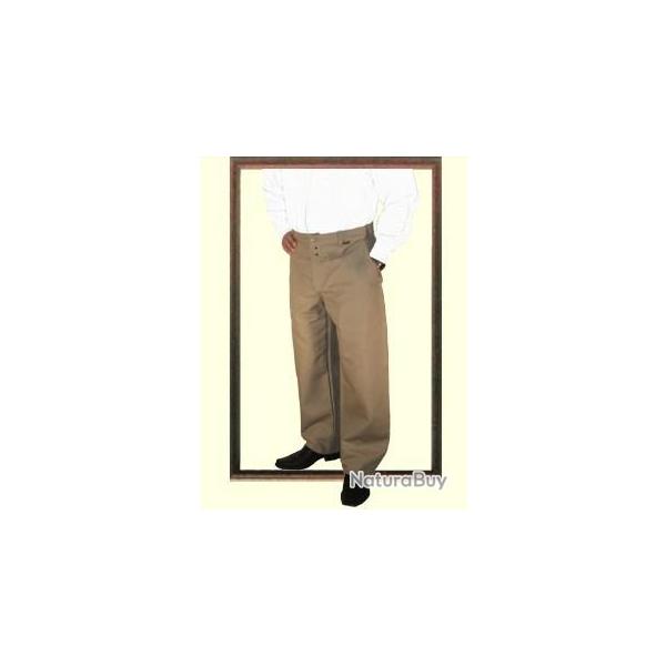 Pantalon largeot � passants en lin Le Laboureur 60 Entrejambe 82 cm Ecru
