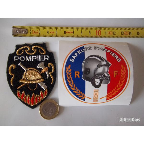 lot cusson et autocollant rond sapeurs pompiers