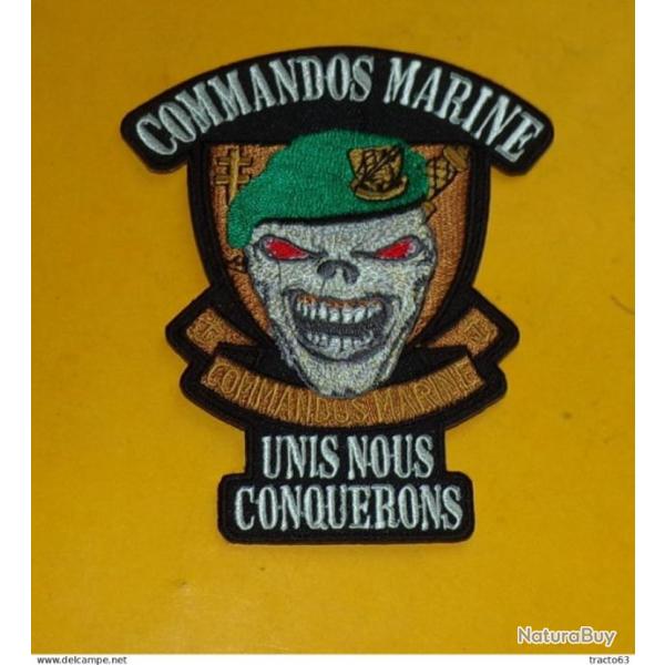 TISSU PATCH : COMMANDOS MARINE , UNIS NOUS CONQUERONS�, DIAMETRE�9�CM , BON ETAT VOIR PHOTO . POUR T