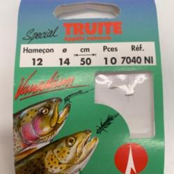 Hameçons montés VMC spécial truite appâts naturels n12 0,14mm