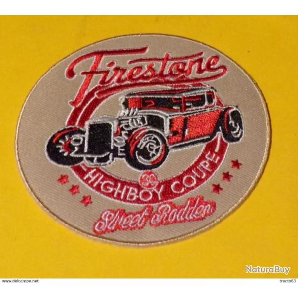 TISSU PATCH : FIRESTONE , HIGHBOY COUPE, DIAMETRE 9CM , BON ETAT VOIR PHOTO . POUR TOUT RENSEIGNEM