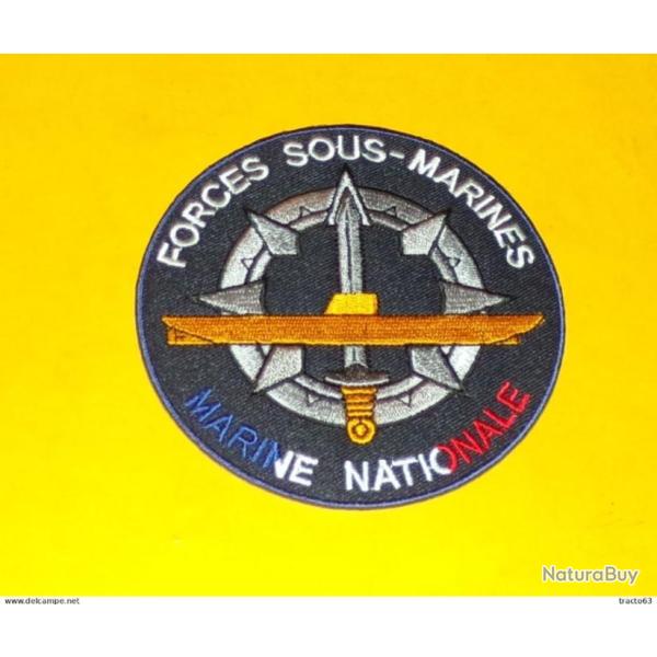 TISSU PATCH : FORCES SOUS - MARINES , MARINE NATIONALE  , DIAMETRE 9�CM , BON ETAT VOIR PHOTOS . POU