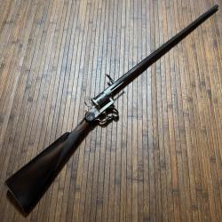 BELLE ET RARE CARABINE REVOLVER LUXE GRAV&Eacute;E A BROCHE CALIBRE 11 MM