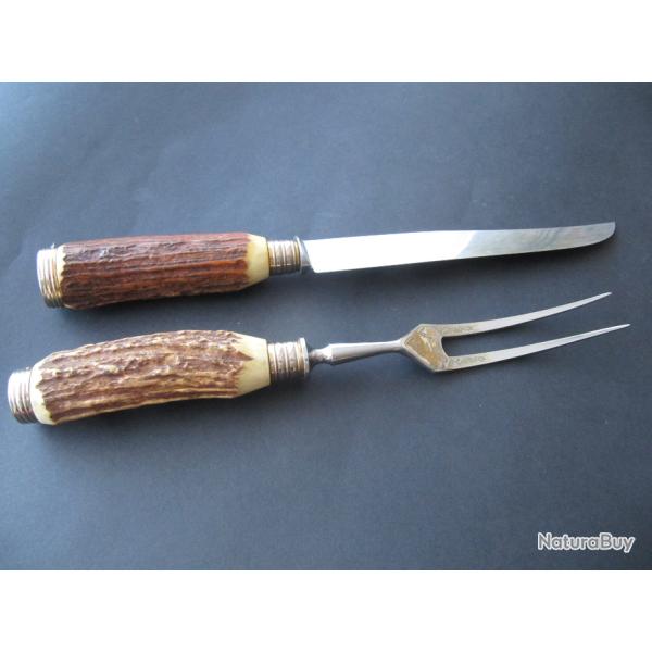 Couteau et fourchette � d�couper en corne de cerf