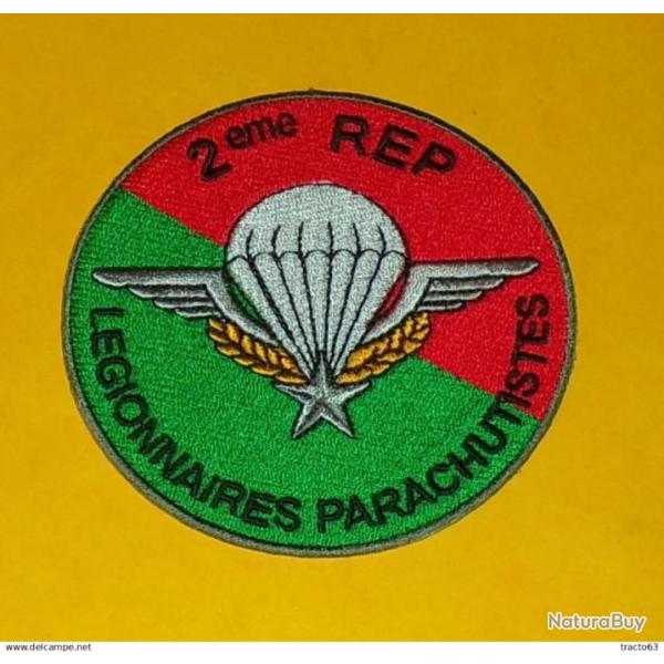 TISSU PATCH : LEGION 2�me�REGIMENT ETRANGER DE LEGIONNAIRES PARACHUTISTES�, DIAMETRE 9�CM , BON ETAT