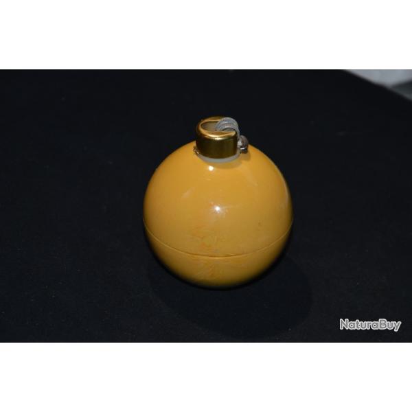 RARE BRIQUET FEUDOR VINTAGE-BRIQUET BOULE JAUNE DANS SA BOITE D'ORIGINE.