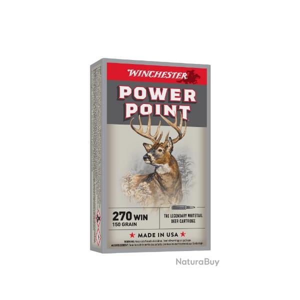 Munitions WINCHESTER super x power point cal.270win 150gr 9.7g par 60