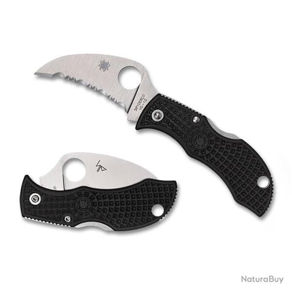 SPY MBKHBS Couteau pliant � dents Spyderco ManBug Hawkbill noir