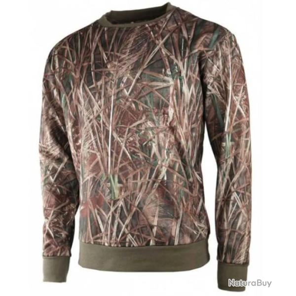 DESTOCK !!! TREELAND T203 - SWEAT POLAIRE CAMOUFLAGE ROSEAUX