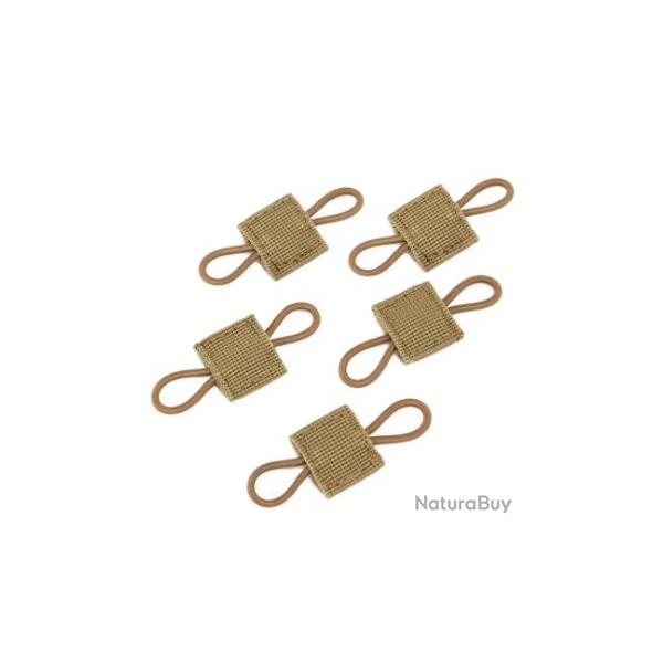 Lot de 5 attaches �lastiques tactique molle - Beige/TAN