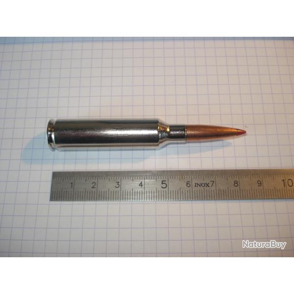 une cartouche de 7mm PRC, marque hornady, ogive ELD-X, �tui nickel�, pour collection