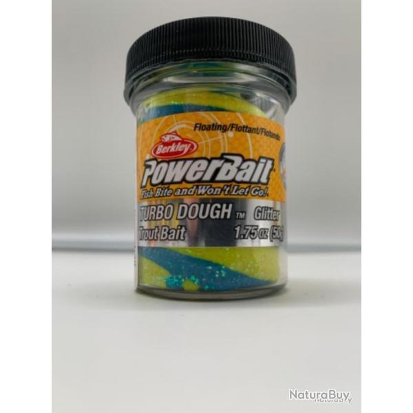 P�te � truite Berkley powerbait jaune bleu glitter