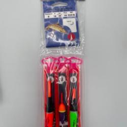 kit 3 Ligne montée ragot H8 + pochette hameçon forge bleu renverse