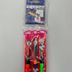 kit 3 Ligne montée ragot H10 + pochette hameçon forge bleu renverse