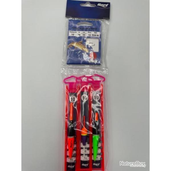 kit 3 Ligne mont�e ragot H10 + pochette hame�on forge bleu renverse