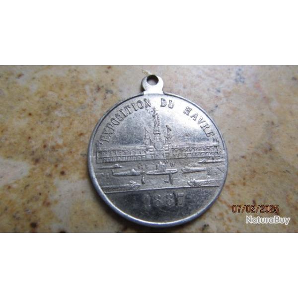 m�daille COMMEMORATIVE exposition maritime et internationale 1887 III� rep Le Havre marin bateau