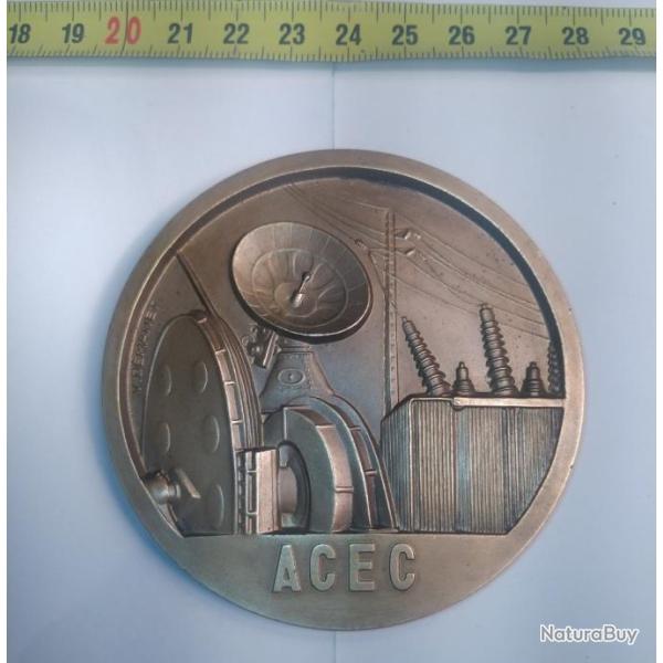 M�daille de table - bronze - Atelier Construction �lectrique Charleroi.