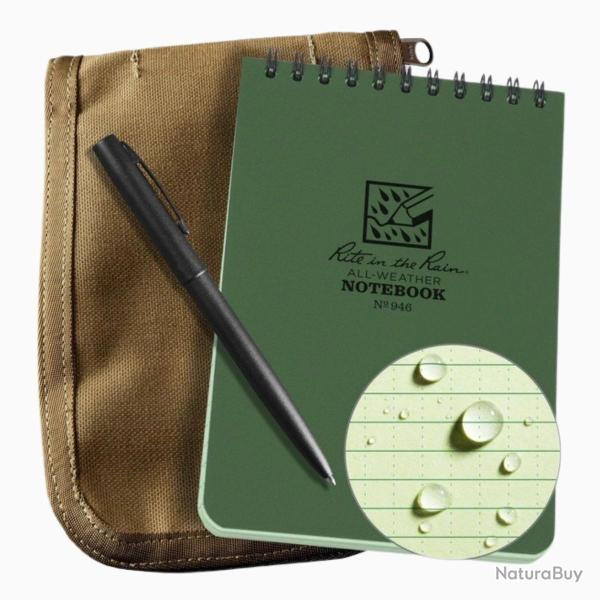 Kit Notes Imperm�able 10x15 Top Spiral + Housse Vert