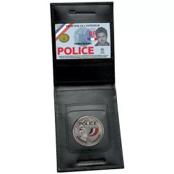 Porte-Cartes 2 Volet Vertical + Emplacement m&eacute;daille Noir