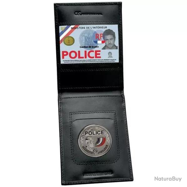 Porte-Cartes 2 Volet Vertical + Emplacement m�daille Noir