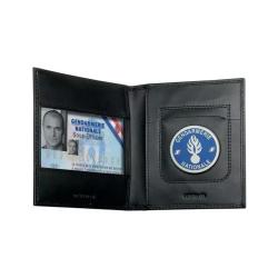 Porte-Cartes 2 volets Horizontal + Emplacement M&eacute;daille Noir