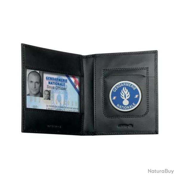 Porte-Cartes 2 volets Horizontal + Emplacement M�daille Noir